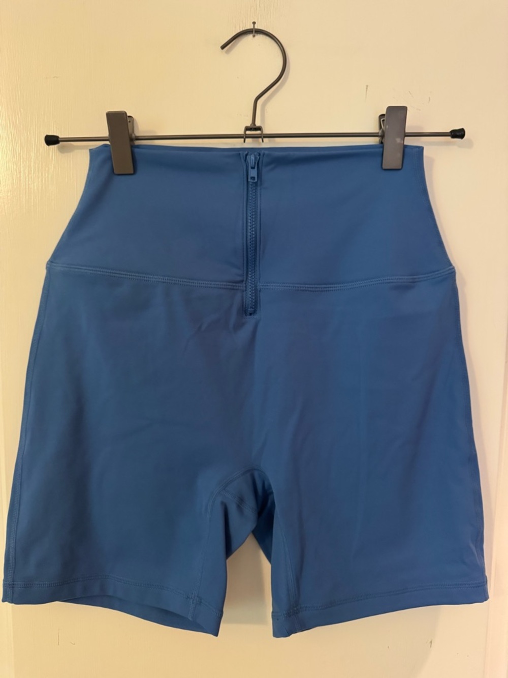 SET Active High-Waist Blue Bike Shorts with Front Zip